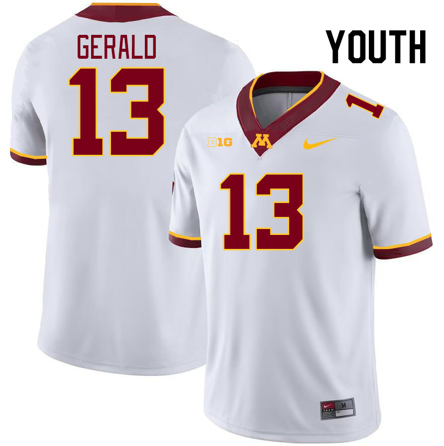 Youth #13 Mike Gerald Minnesota Golden Gophers College Football Jerseys Stitched-White